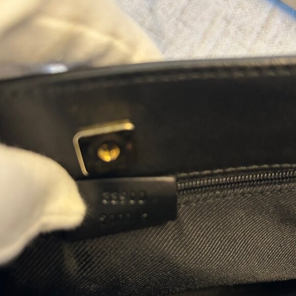 Gucci Monogram Leather & Canvas Bag in Black - Picture 8 of 13